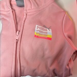 Puma Kids Light Pink Hoodie with Yellow stripe jacket track suit athletic baby
